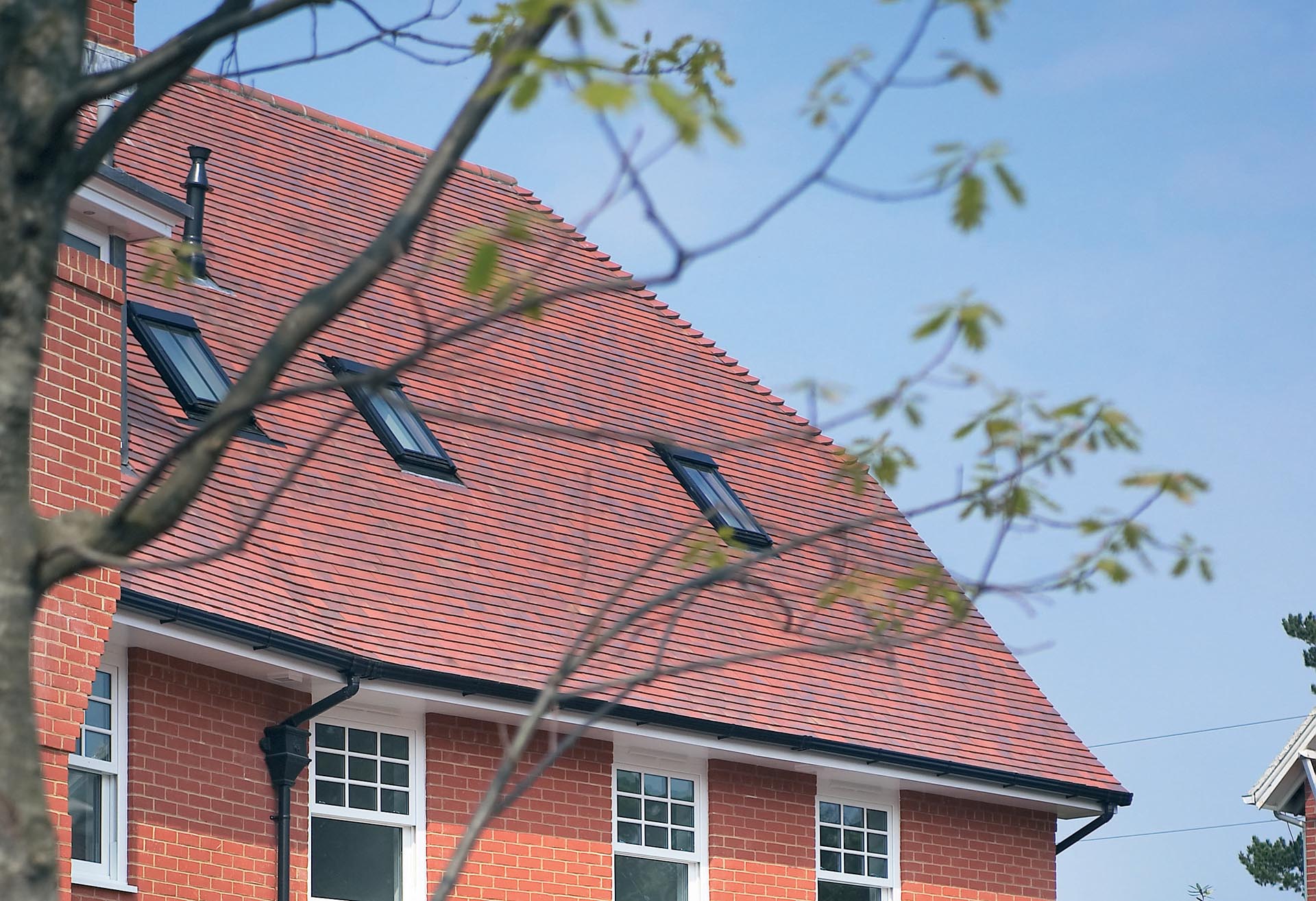 Baillie Park and Red Blue smooth roof tiles
